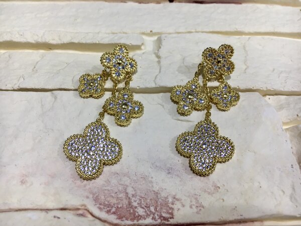 Серьги Van Cleef Gold Circon